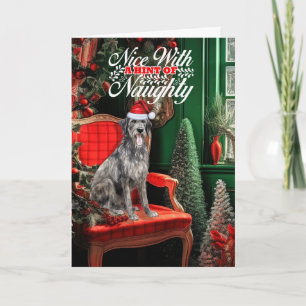 Christmas Irish Wolfhound Dog Naughty or Nice Holiday Card