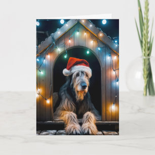 Christmas Irish Wolfhound In a Doghouse Card