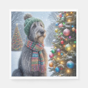 Christmas Irish Wolfhound With Tree Napkin