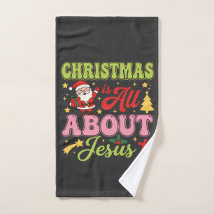 Christmas Is All About Jesus Retro Hand Towel