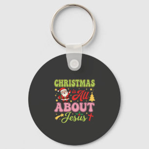 Christmas Is All About Jesus Retro Key Ring
