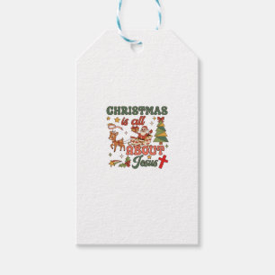 Christmas Is All About Jesus Santa Sleigh Reindeer Gift Tags