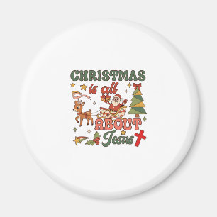 Christmas Is All About Jesus Santa Sleigh Reindeer Magnet
