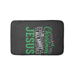 Christmas Is All About Jesus Typography Bath Mat