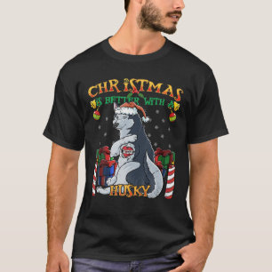 Christmas Is Better With A Husky Santa Claus Dog X T-Shirt