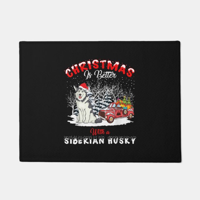 Christmas Is Better With Dog | Husky Owner Gift Doormat (Front)
