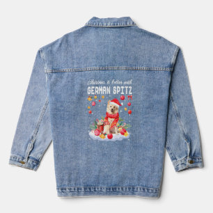 Christmas Is Better With German Spitz Funny Dog  Denim Jacket