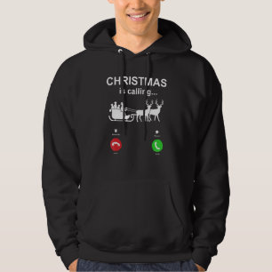 Christmas Is Calling Santa Sleigh Hoodie