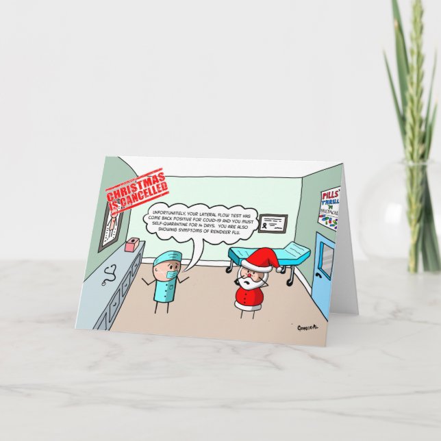 Christmas is Cancelled - Santa Fails Lateral Flow  Holiday Card (Front)