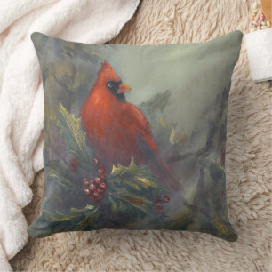 "Christmas Is Coming" Cardinal Cushion