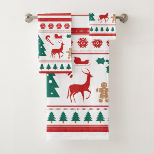 Christmas Is Coming, Christmas, Tree, Reindeer Bath Towel Set