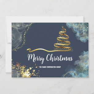 Christmas is Coming, Marble Style Golden Company Invitation