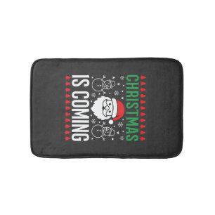 Christmas Is Coming Santa Snowman Bath Mat