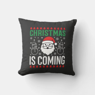 Christmas Is Coming Santa Snowman Cushion