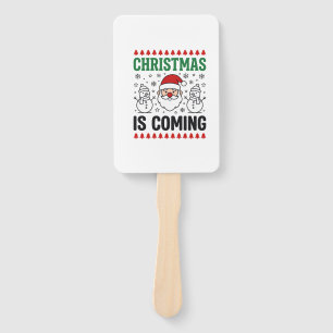 Christmas Is Coming Santa Snowman Design Hand Fan