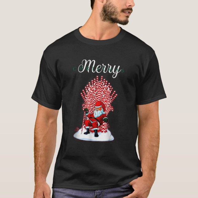 Christmas Is Coming Winter Santa Candy Cane Merry  T-Shirt (Front)