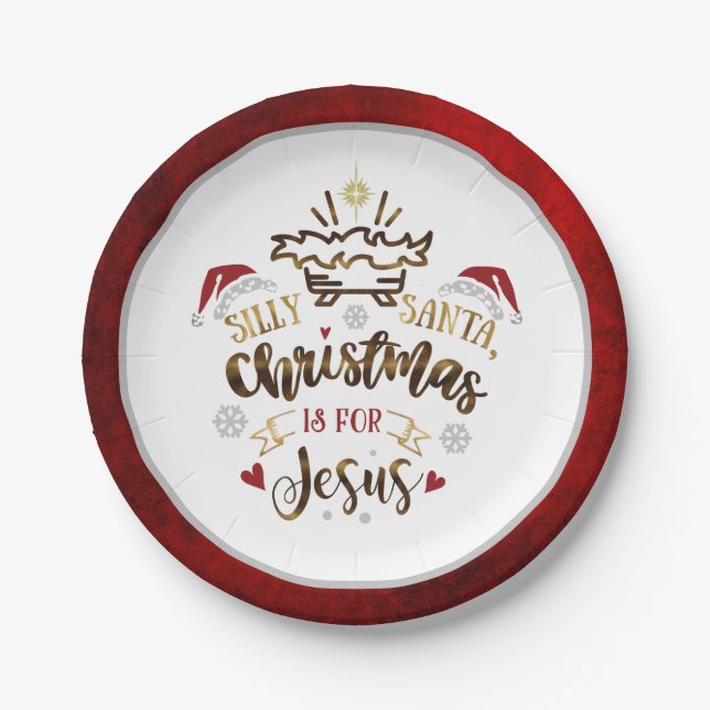 CHRISTMAS IS FOR JESUS Cute Kids Party Paper Plate (Front)