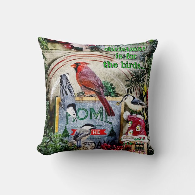 Christmas is for the Birds throw pillow (Front)