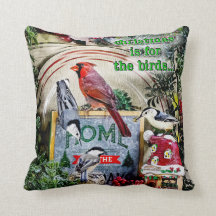 Christmas is for the Birds throw pillow