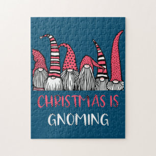 Christmas is Gnoming God Jul Gnome Tomte Xmas Sant Jigsaw Puzzle