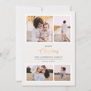 Christmas is Gold   Ivory Elegant 4 photo holidays Holiday Card