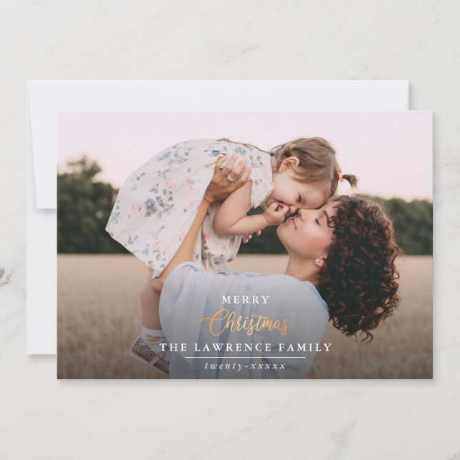 Christmas is Gold | Ivory Modern full frame photo Holiday Card (Front)