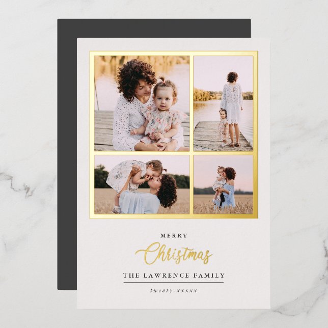 Christmas is Gold | Mint Modern 4 photo holidays   (Front/Back)