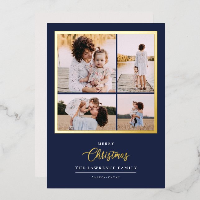 Christmas is Gold | Mint Modern 4 photo holidays (Front/Back)