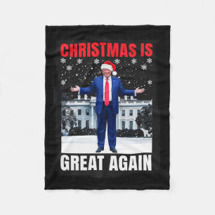 Christmas Is Great Again Funny Donald Trump Christ Fleece Blanket