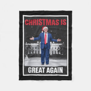 Christmas Is Great Again Xmas Pyjamas Funny Trump Fleece Blanket