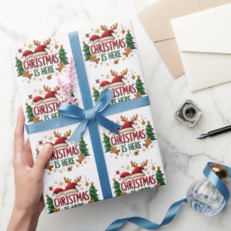 Christmas Is Here Elegant Pattren Gift  Wrapping Paper