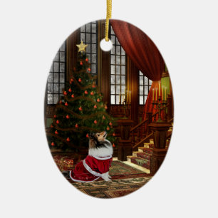 Christmas is Here! Sheltie Ceramic Tree Decoration