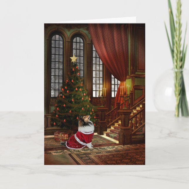 Christmas is Here! Sheltie Holiday Card (Front)