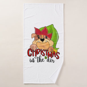 Christmas is in the Air - Bulldog Lovers Bath Towel