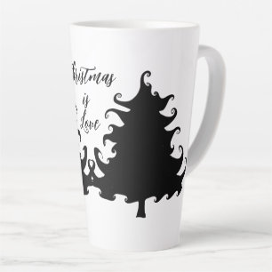 Christmas is Love Black Tree Saying Latte Mug