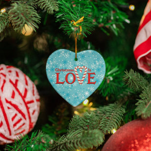 Christmas is Love Snowflake Personalised Ceramic Tree Decoration