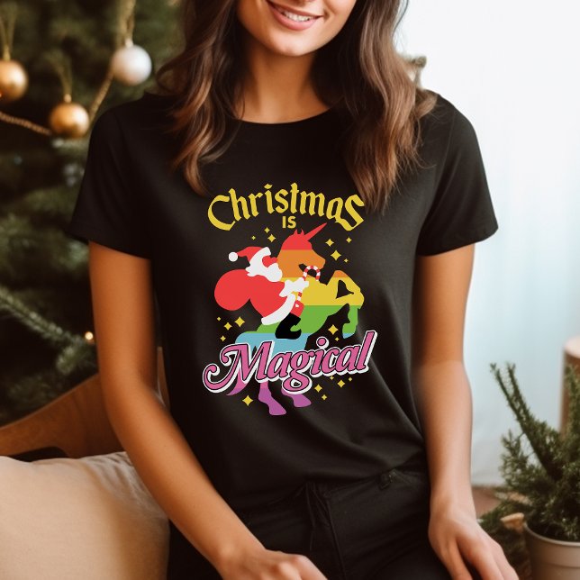 Christmas Is Magical Santa Riding Unicorn Funny T-Shirt (Creator Uploaded)