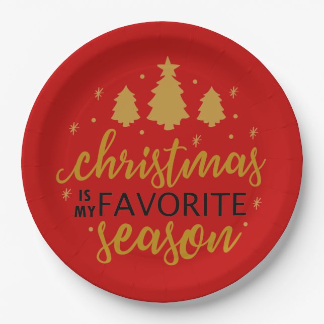 Christmas Is My Favourite Word Art Paper Plate (Front)