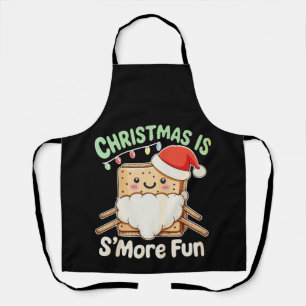 Christmas Is S'more Fun Santa Hat Camping Xmas Apron