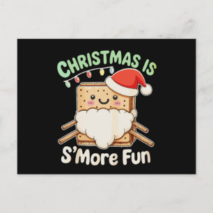 Christmas Is S'more Fun Santa Hat Camping Xmas Holiday Postcard