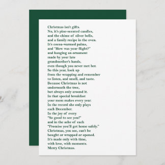 Christmas Isn't Gifts (Green) Non Photo Poem Card