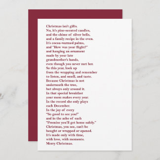 Christmas Isn't Gifts Non Photo Holiday Poem Card
