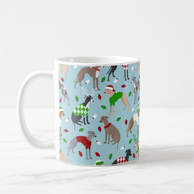 Christmas Italian Greyhound Dog Coffee Mug (Left)