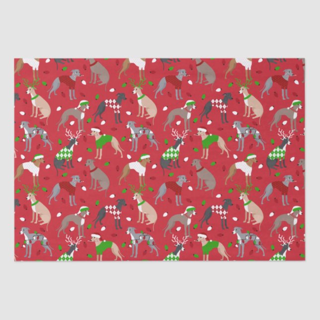 Christmas Italian Greyhound Dog Tissue Paper (Front)