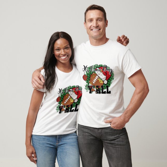 Christmas 'It's Game Day Y'All' Football Elf Named T-Shirt (Unisex)