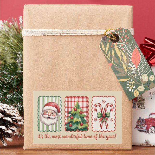 Christmas It's the most Wonderful Time Of The Year Rectangular Sticker (Holiday)