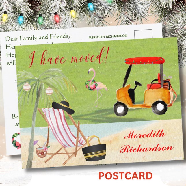 Christmas I've Moved Ocean Beach Budget Move Announcement Postcard (Creator Uploaded)