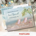 Christmas I've Moved Watercolor Beach Moving  Announcement Postcard<br><div class="desc">I've Moved Watercolor Beach -- peaceful and gentle scene with two beach chairs.  Just waiting for you to come visit.  Lots to personalise on this card as well as sending best wishes for the holidays.  Any design questions,  just send an email to charmdesignstudio@rcn.com and we'll be delighted to assist.</div>