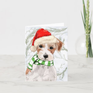 Christmas Jack Russell and Botanical Pines Holiday Card