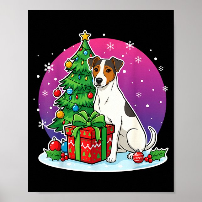 Christmas Jack Russell Santa Hat Xmas Jack Russell Poster (Front)
